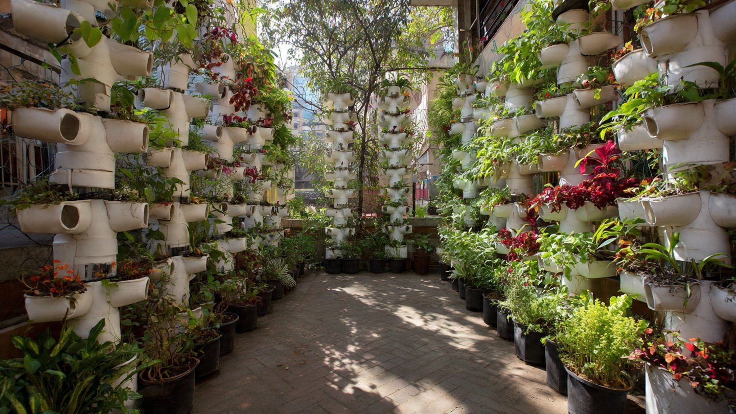 Amazing DIY Vertical Gardens from Plastic Pipes for Small Gardens