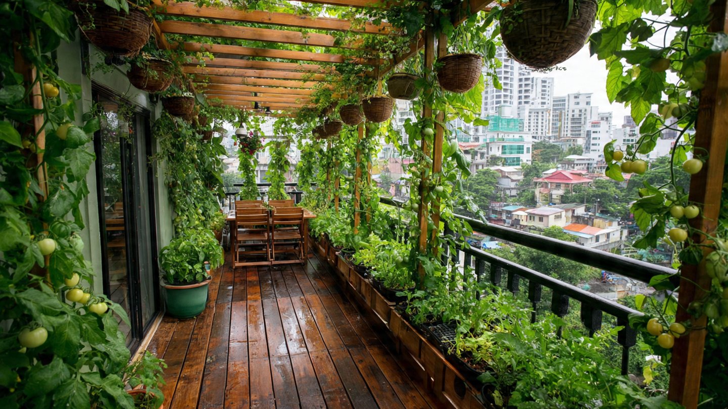 Amazing Vegetable Garden on the Balcony with Perfect Hanging Garden Ideas