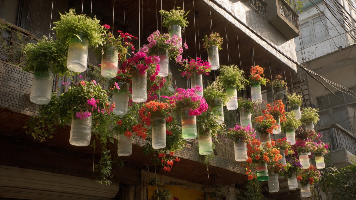 Beautiful 3‑Storey Hanging Garden from Plastic Bottles for Small Spaces: DIY & Sustainable Urban Greenery