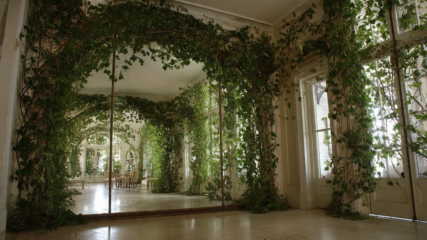 Can You Transform a Large Mirror with Creeping Green Vines for a Stunning Look?