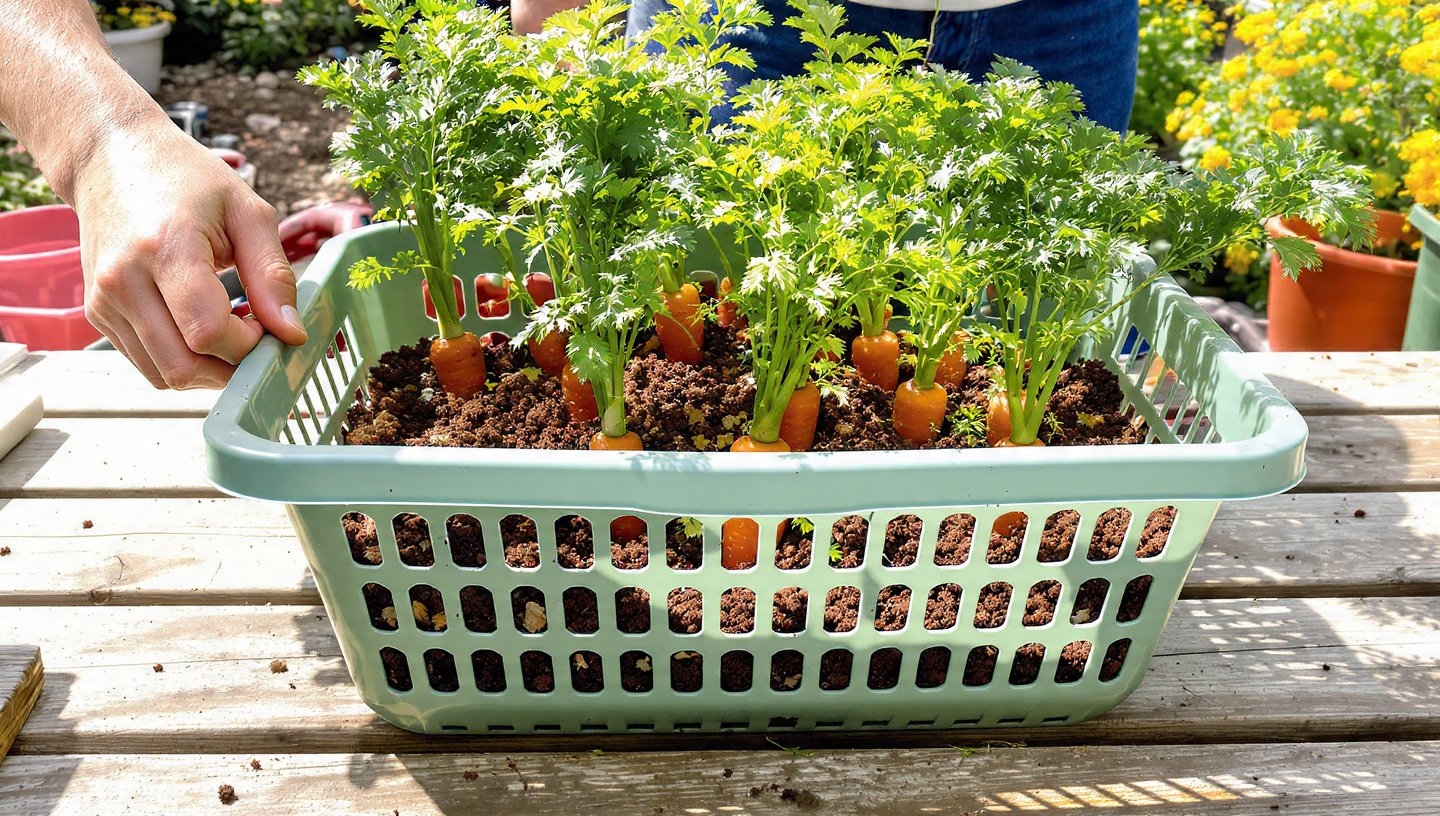 Got an Old Plastic Basket? Grow Carrots This Way!