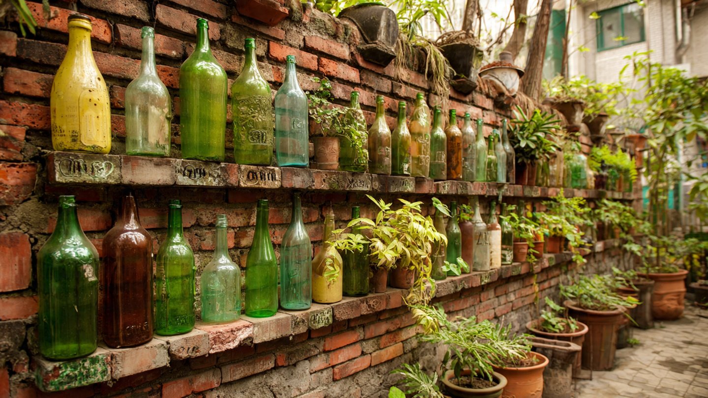 How Can Old Glass Bottles Transform Your Garden into a Unique Wall?